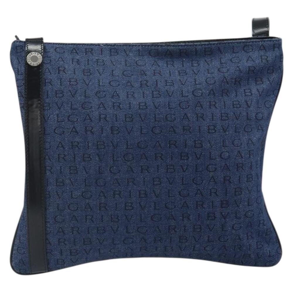 Bvlgari Canvas Logo Mania Shoulder Bag Blue